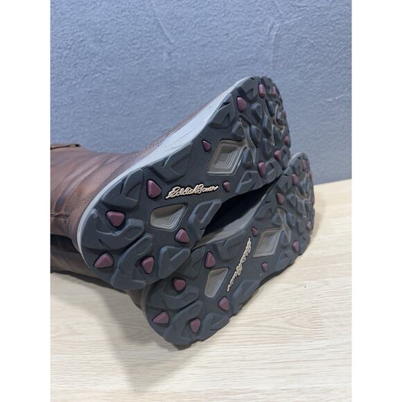 Eddie Bauer Midlite Lodge Boots Brown Leather Fleece Lined Winter Womens Size 8 - Picture 9 of 12